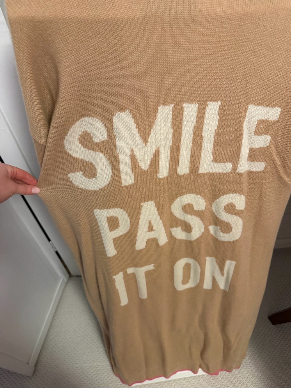 Beige 'Smile Pass It On' Cashmere Sweater
